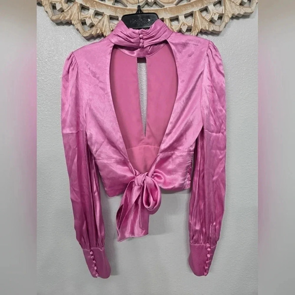 Bardot Louise Tie Top Vint Pink - Picture 4 of 11